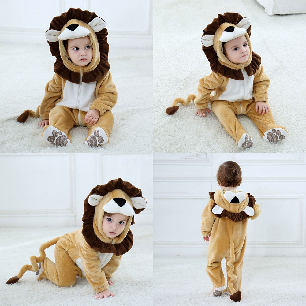 Umorden Infant Toddler Dalmatian Dog Lion Tiger Dinosaur Costumes Baby Boys Girls Kigurumi Cartoon Animal Romper Halloween Purim