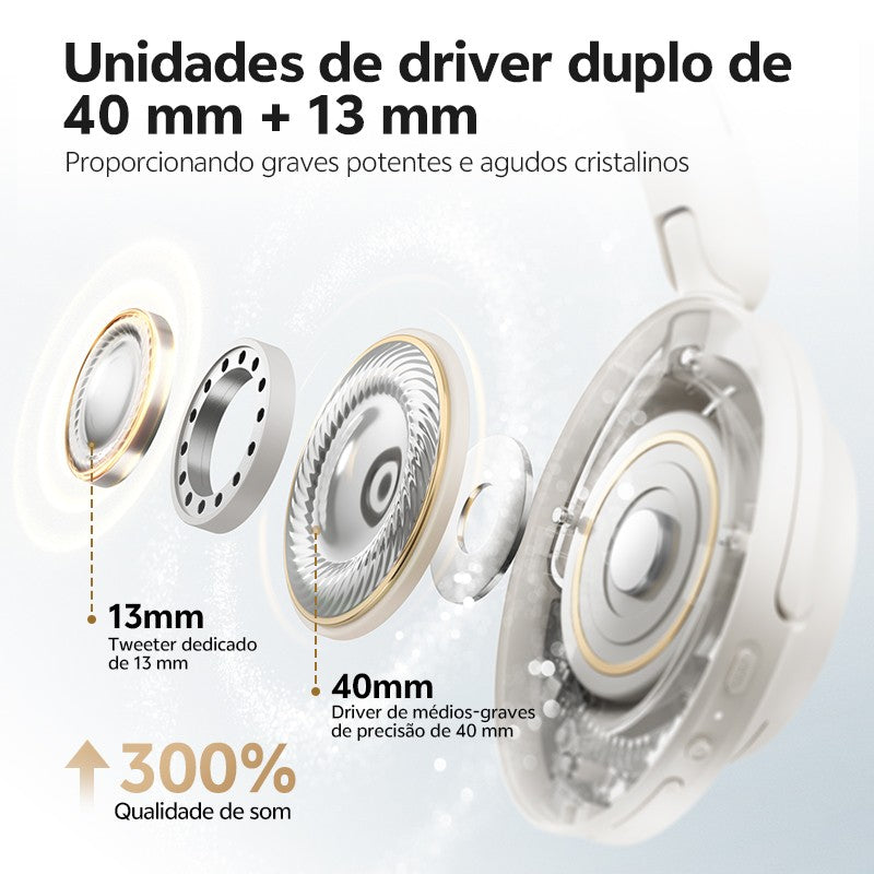Qcy Anc Fone De Ouvido Sem Fio H3S 56Db Com Cancelamento De Ruído Hi-Res 3D Fone