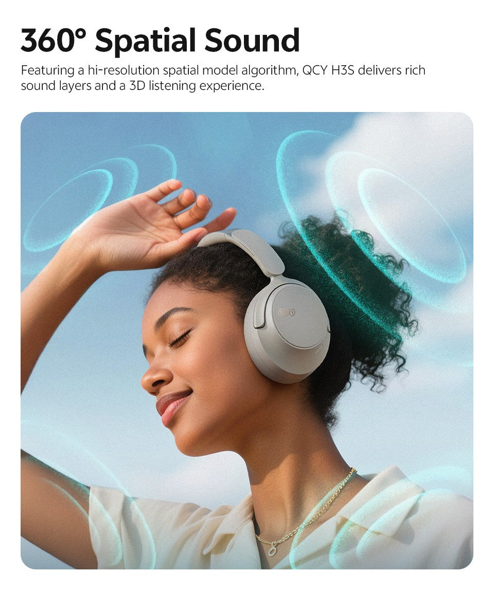 Qcy Anc Fone De Ouvido Sem Fio H3S 56Db Com Cancelamento De Ruído Hi-Res 3D Fone