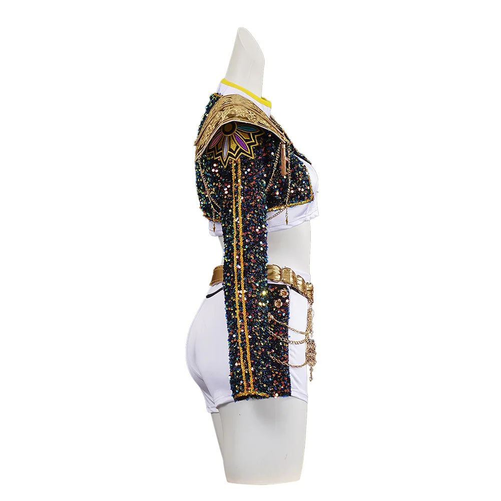 Criança meninas rumi cosplay crianças preto gloden traje chid disfarce desempenh