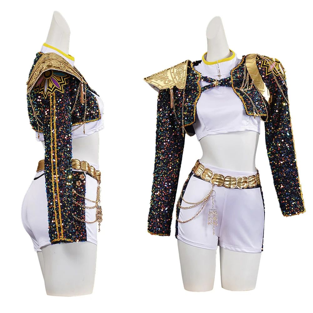 Criança meninas rumi cosplay crianças preto gloden traje chid disfarce desempenh