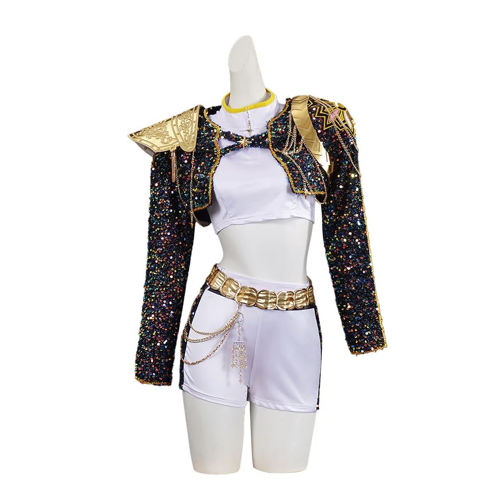 Criança meninas rumi cosplay crianças preto gloden traje chid disfarce desempenh