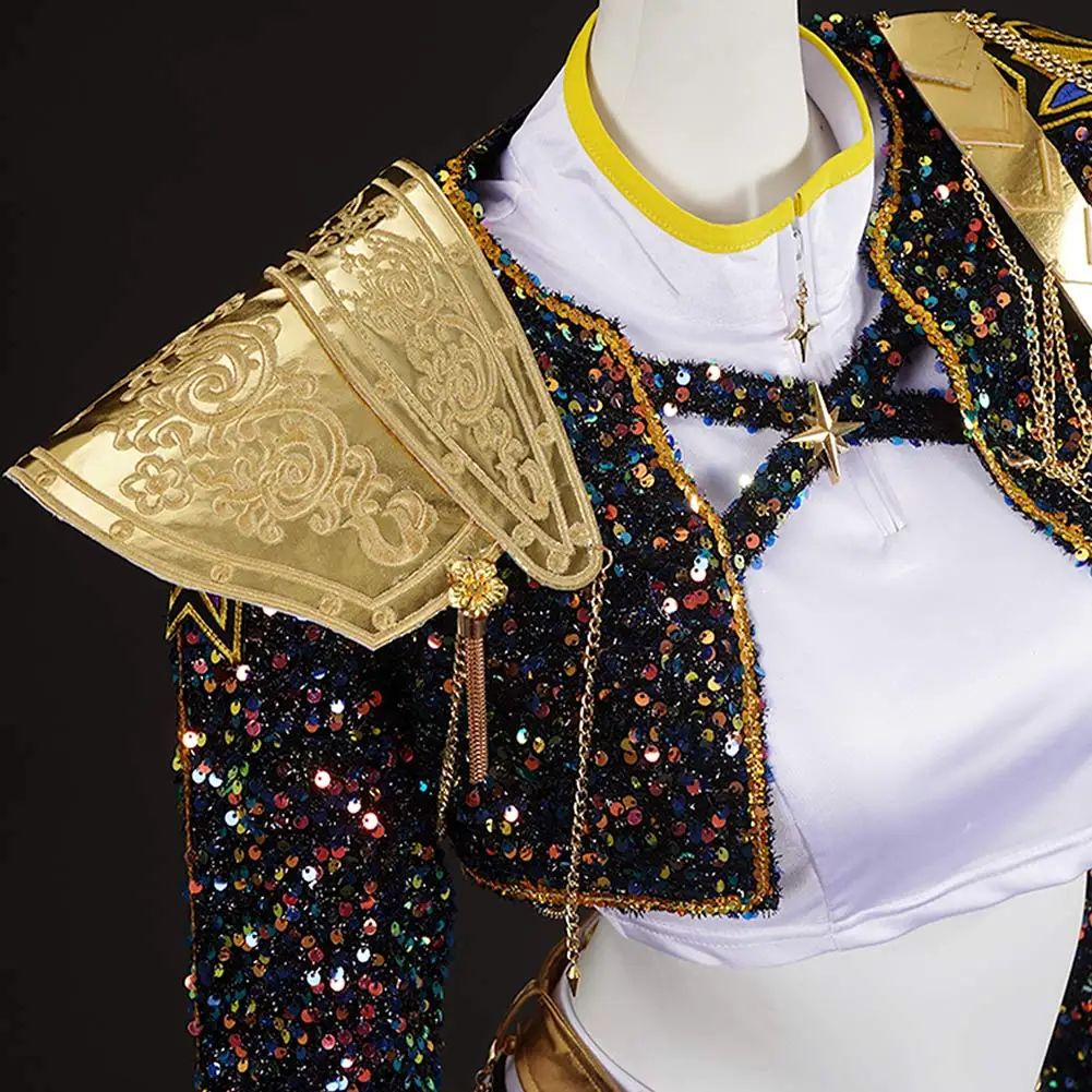 Criança meninas rumi cosplay crianças preto gloden traje chid disfarce desempenh