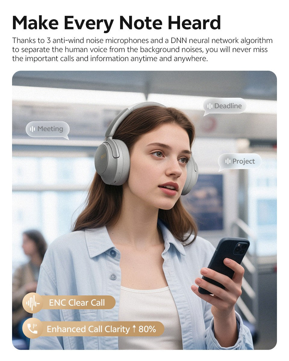 Qcy Anc Fone De Ouvido Sem Fio H3S 56Db Com Cancelamento De Ruído Hi-Res 3D Fone